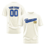 Custom Cream Sky Blue T-Shirt
