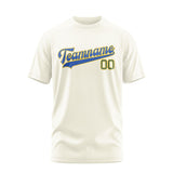 Custom Cream Sky Blue T-Shirt