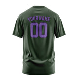 Custom Dark Green Light Purple T-Shirt