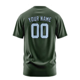 Custom Dark Green Light Blue T-Shirt