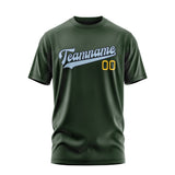 Custom Dark Green Light Blue T-Shirt