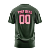 Custom Dark Green Light Pink T-Shirt