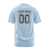 Custom Light Blue Dark Grey T-Shirt