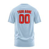 Custom Light Blue Orange Red T-Shirt