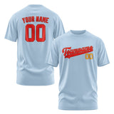 Custom Light Blue Orange Red T-Shirt