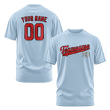 Custom Light Blue Red T-Shirt