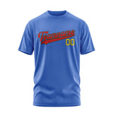 Custom Sky Blue Red T-Shirt
