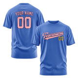 Custom Sky Blue Light Pink T-Shirt