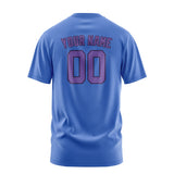 Custom Sky Blue Light Purple T-Shirt