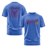 Custom Sky Blue Light Purple T-Shirt