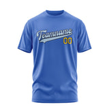 Custom Sky Blue Light Blue T-Shirt