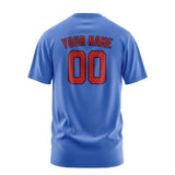 Custom Sky Blue Red T-Shirt