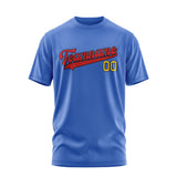 Custom Sky Blue Red T-Shirt