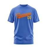 Custom Sky Blue Orange T-Shirt