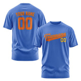 Custom Sky Blue Orange T-Shirt