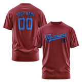 Custom Crimson Red Sky Blue T-Shirt