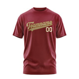 Custom Crimson Red Light Khaki T-Shirt