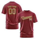Custom Crimson Red Light Khaki T-Shirt