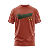 Custom Coral Red Dark Green T-Shirt
