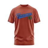 Custom Coral Red Sky Blue T-Shirt