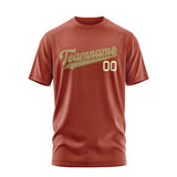 Custom Coral Red Light Khaki T-Shirt