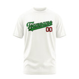 Custom White Emerald Green T-Shirt