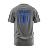 Custom Dark Grey Sky Blue T-Shirt