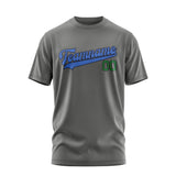 Custom Dark Grey Sky Blue T-Shirt