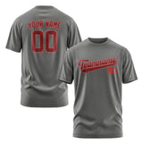 Custom Dark Grey Crimson Red T-Shirt