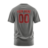 Custom Dark Grey Crimson Red T-Shirt