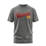 Custom Dark Grey Crimson Red T-Shirt