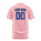 Custom Light Pink Sky Blue T-Shirt