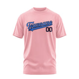 Custom Light Pink Sky Blue T-Shirt