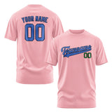 Custom Light Pink Sky Blue T-Shirt