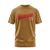 Custom Khaki Coral Red T-Shirt