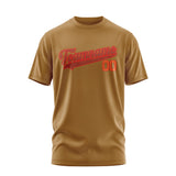 Custom Khaki Coral Red T-Shirt