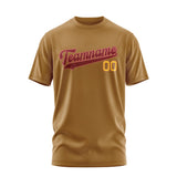 Custom Khaki Crimson Red T-Shirt