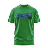 Custom Emerald Green Sky Blue T-Shirt