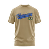 Custom Light Khaki Sky Blue T-Shirt