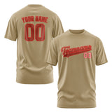 Custom Light Khaki Coral Red T-Shirt