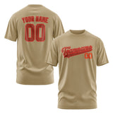 Custom Light Khaki Coral Red T-Shirt