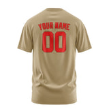 Custom Light Khaki Orange Red T-Shirt
