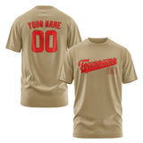 Custom Light Khaki Orange Red T-Shirt