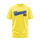 Custom Light Yellow Sky Blue T-Shirt