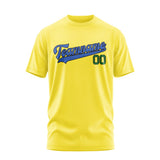 Custom Light Yellow Sky Blue T-Shirt
