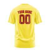 Custom Light Yellow Coral Red T-Shirt