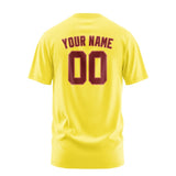Custom Light Yellow Crimson Red T-Shirt