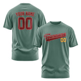 Custom Blue Green Crimson Red T-Shirt