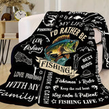Gifts for Fisherman Blanket - I'd Rather Be Fishing - From Family, Birthday, Christmas, Everyday Encouragement, Motivational