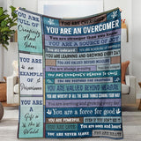 Blanket for Son Gifts, “You Are an Overcomer”, From Parents, Birthday, Christmas, Graduation, Inspirational, Motivational